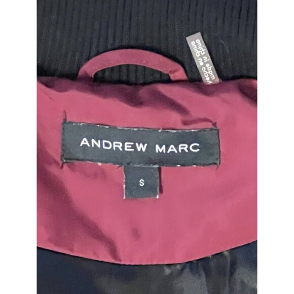 Andrew Marc Womens Quilted Puffer Vest Burgundy Full Zip Stretch Knit Sides Sz S - Picture 5 of 5